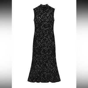 Black Jacquard Sleeveless Dress